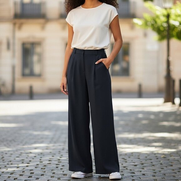 Vince Blue Wide Leg Trousers - Picture 8 of 8